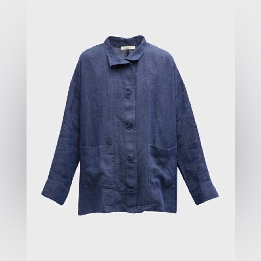 Nwt Eileen Fisher Dusk Washed Standard Collar Jacket